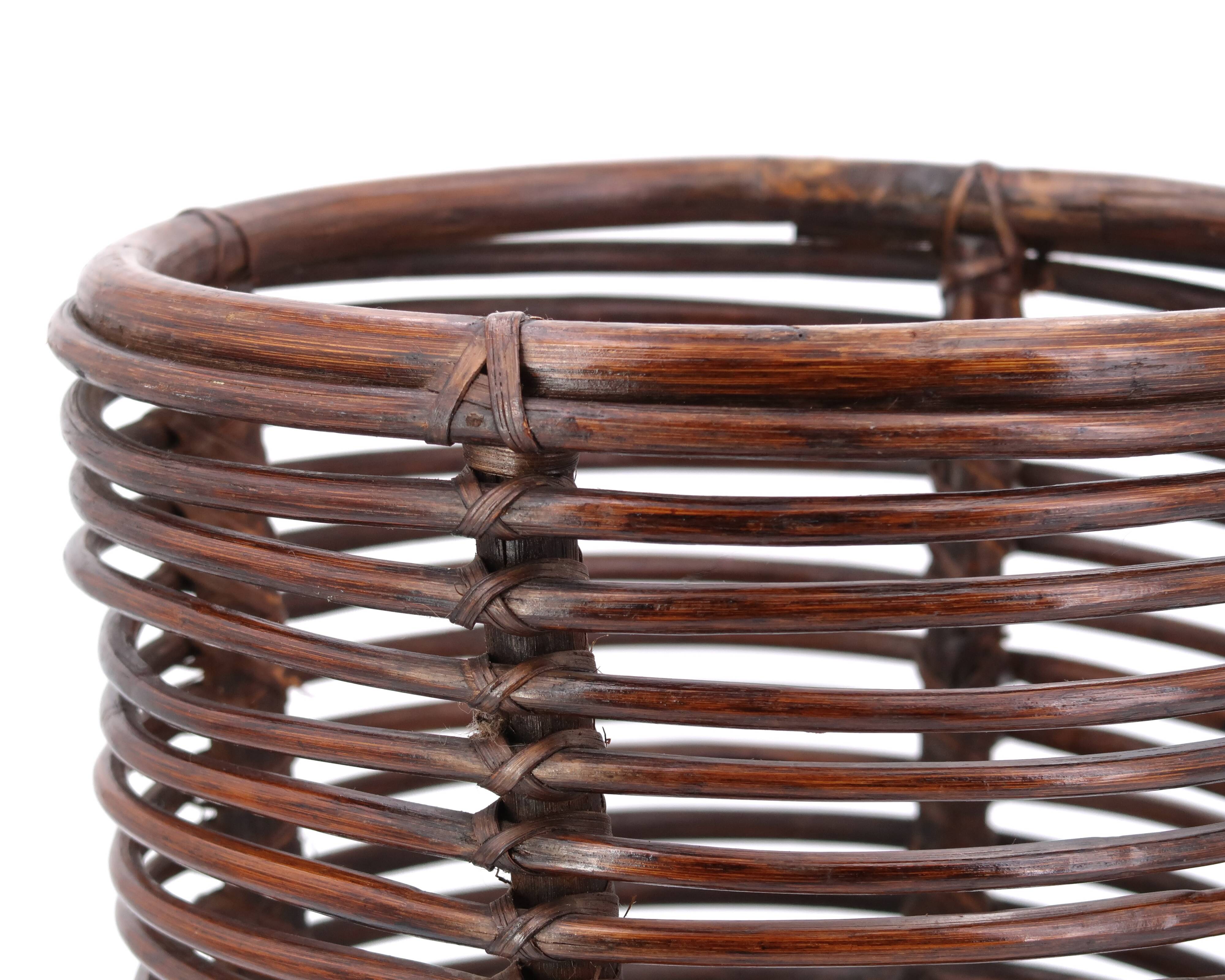 Planter pot cover in dark bamboo, 1960s