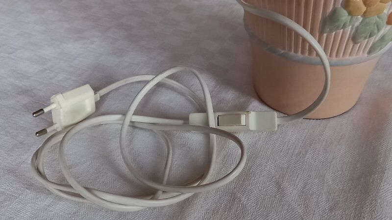 Terracotta lamp foot, floral decoration in strong relief.