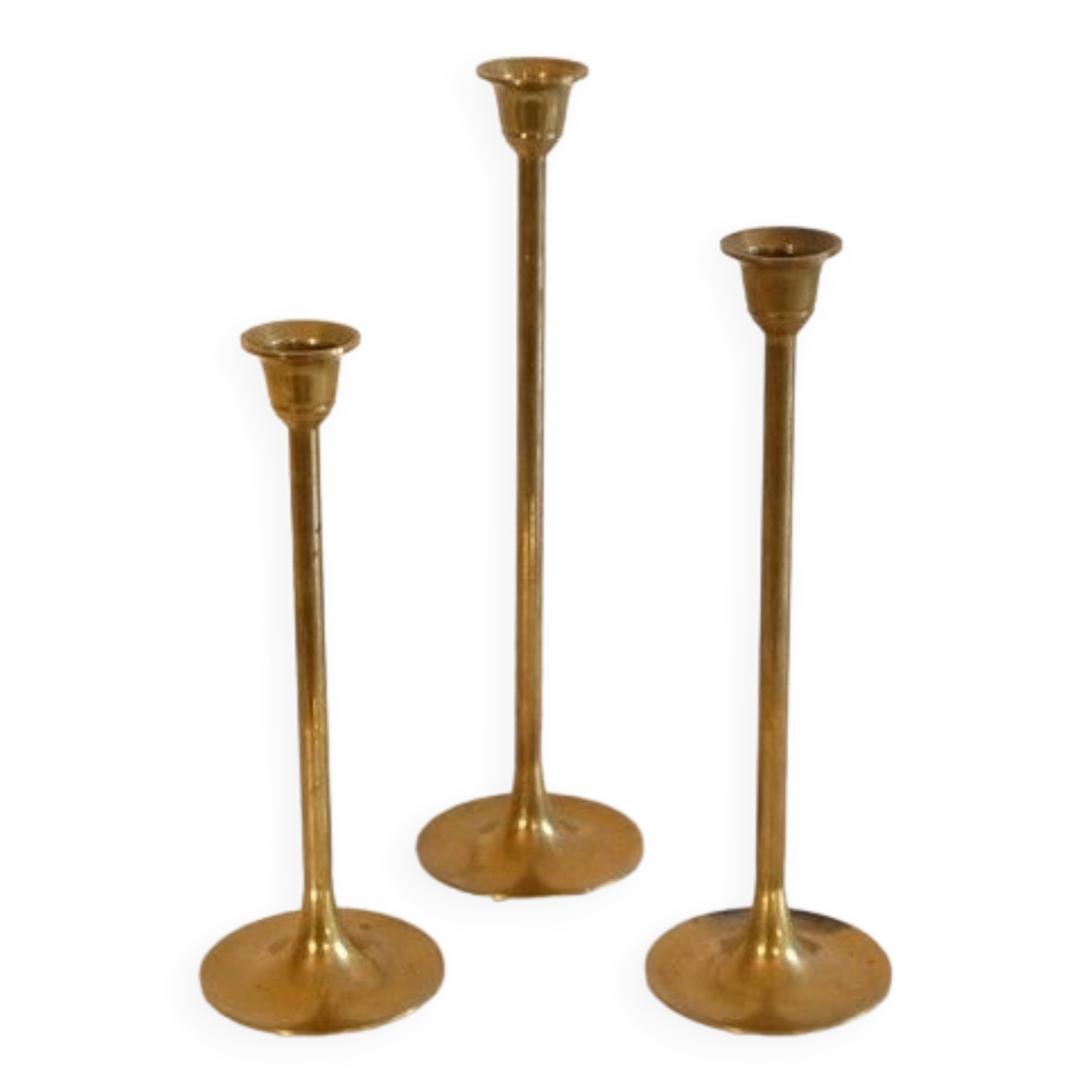 Set of Scandinavian brass candle holders