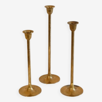 Set of Scandinavian brass candle holders