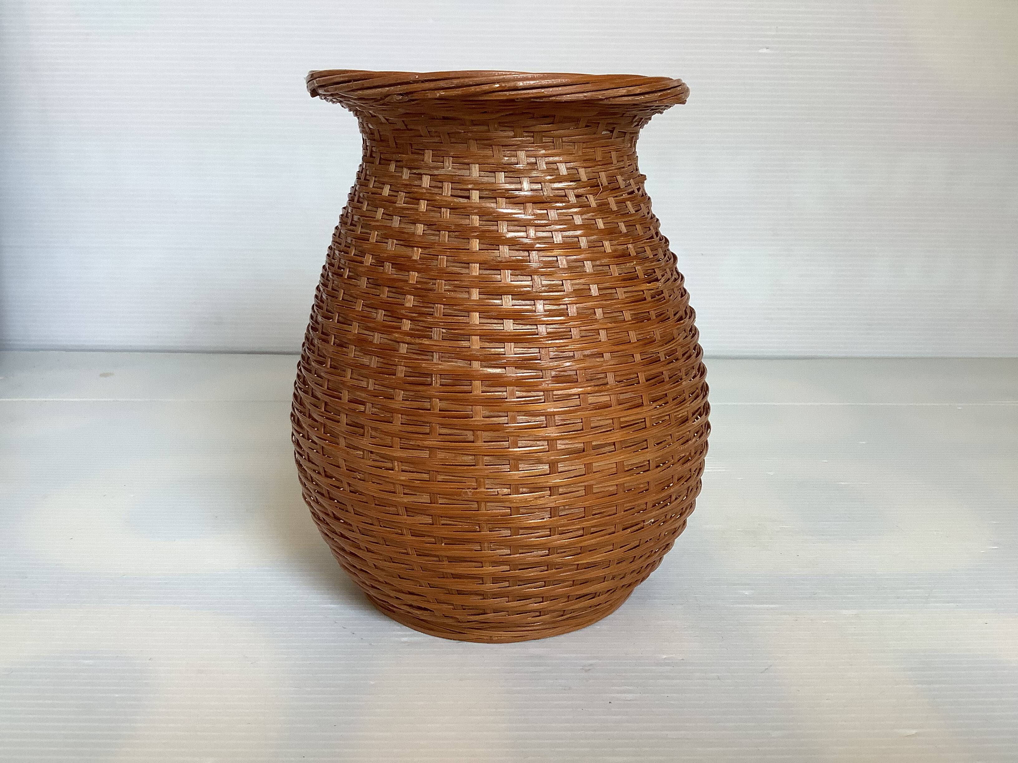 Ikebana style ceramic interior bamboo woven vase