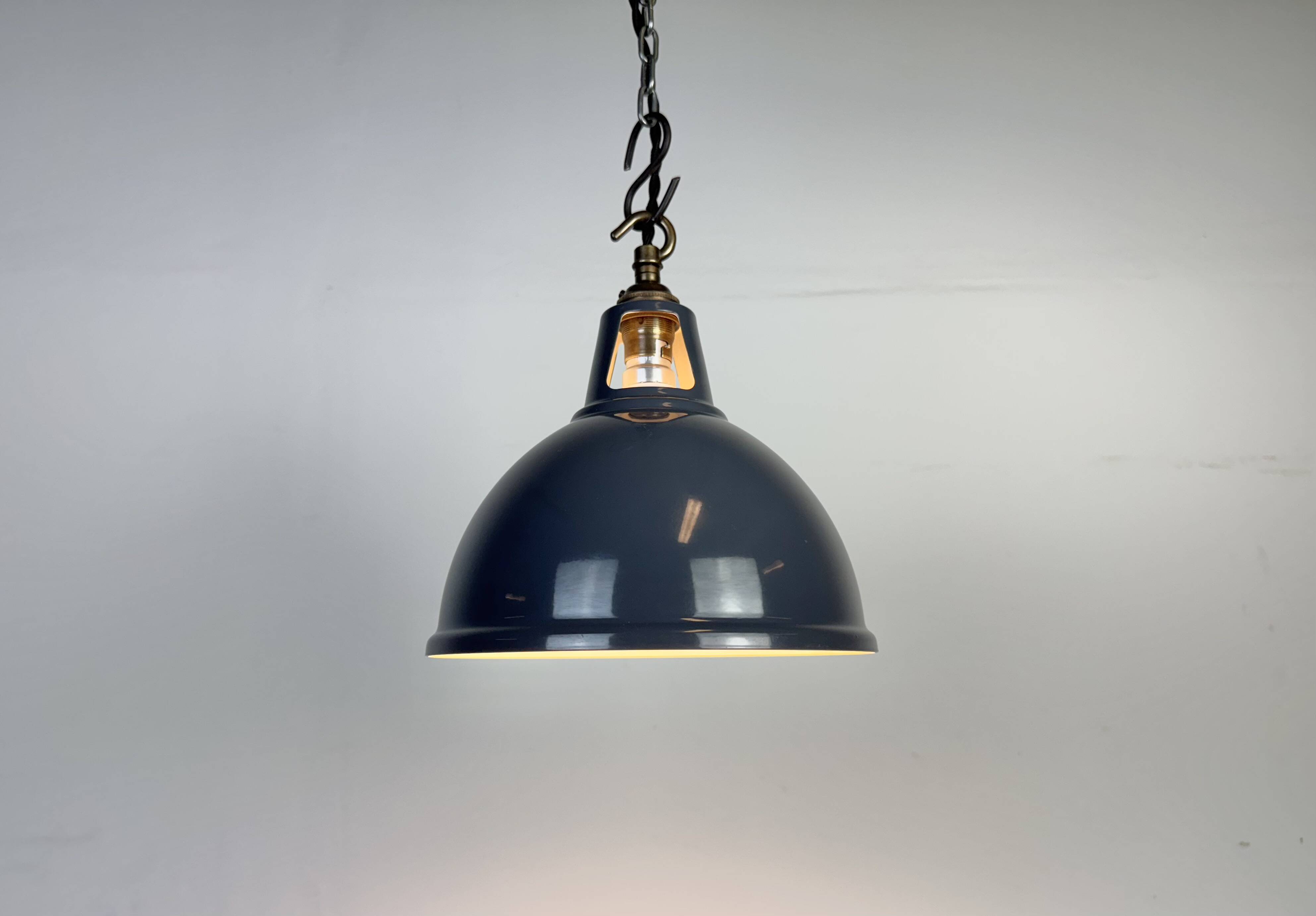 Vintage Industrial Grey Painted Pendant Lamp