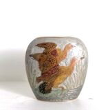 Cloisonné brass vase with ducks, circa 1900