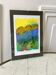 Aquarelle paysage signée sous-verre vintage