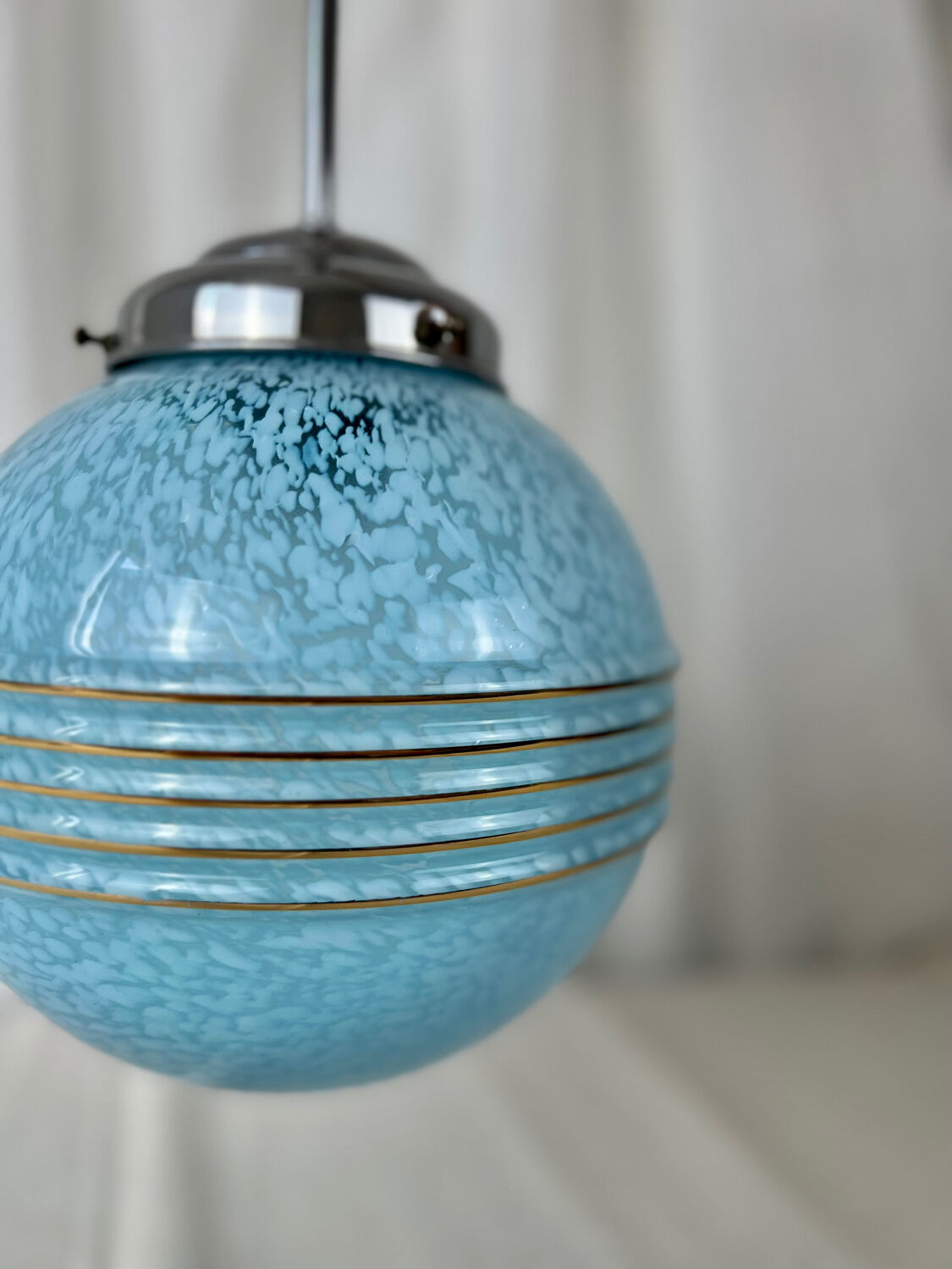 Clichy blue glass globe chandelier 1950 - 1960