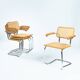 4 chaises en osier Bauhaus, dans le style de Marcel Breuer, empilables