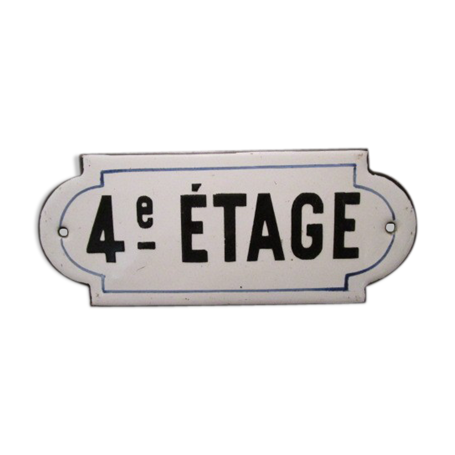 Old enamelled plaque of parisian building "4th floor"