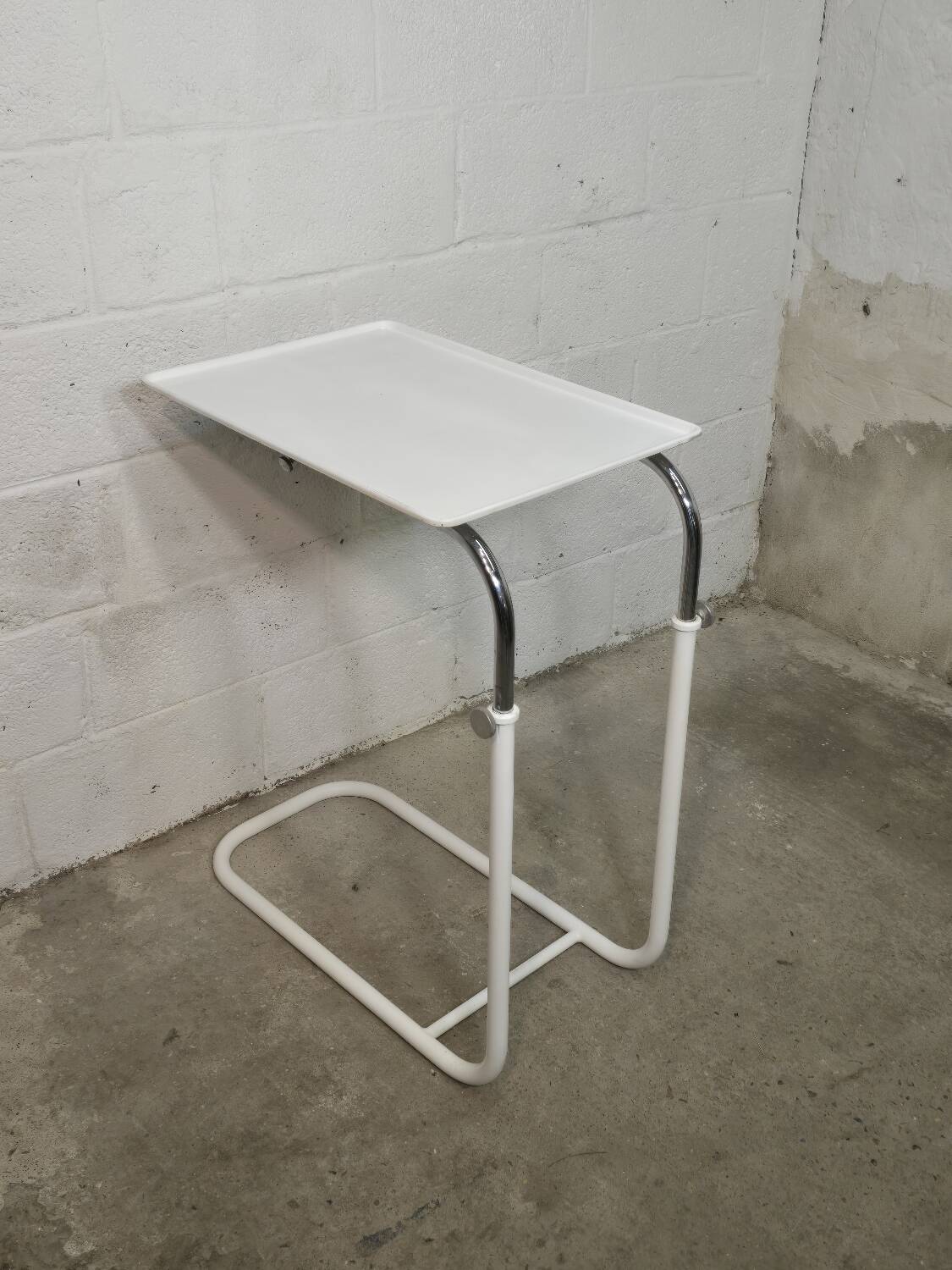 1970s adjustable side table in white lacquered metal