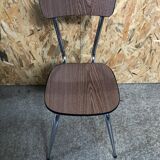 Chaise cuisine formica imitat° bois avec pieds compas metal chromé vintage