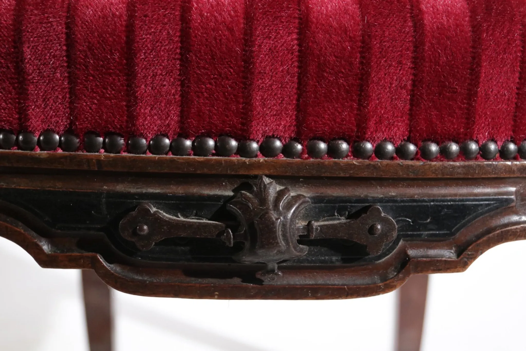 Nineteenth-century French carved chair with red velvet