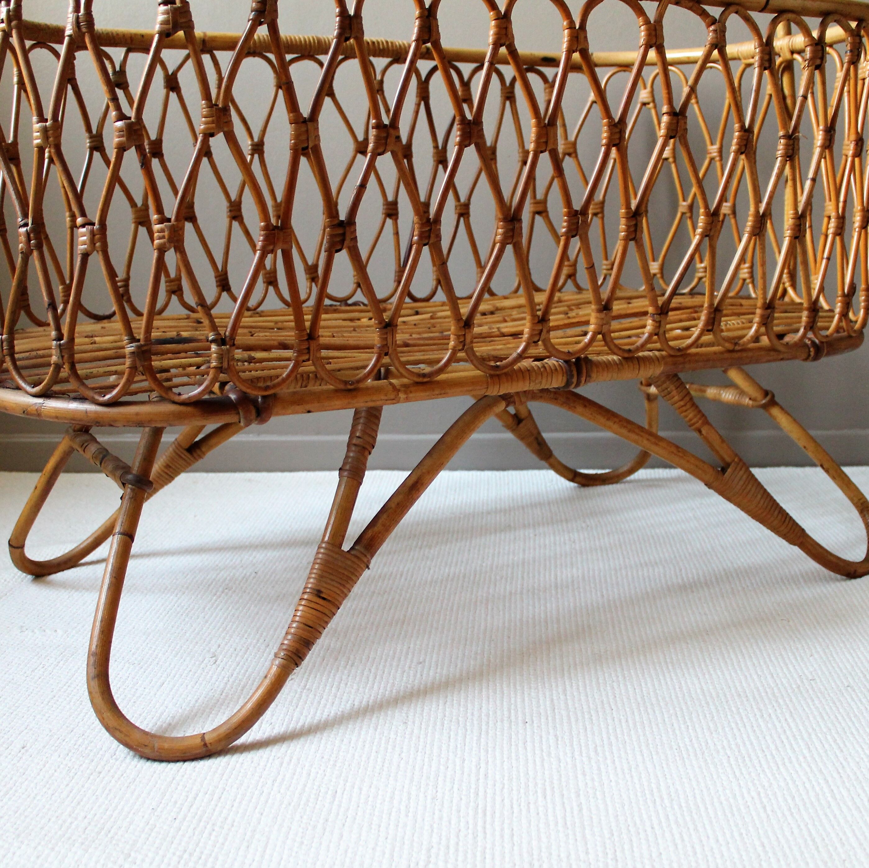 Vintage rattan cradle