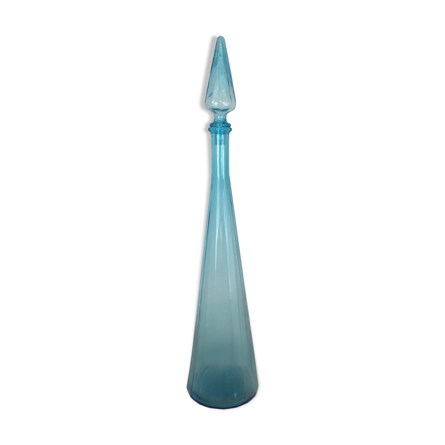 Carafe bouteille Empoli 68 cm italienne, verre bleu