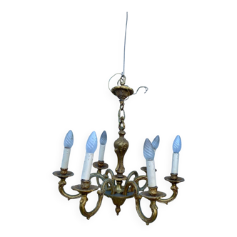 Louis XV 5-light brass chandelier