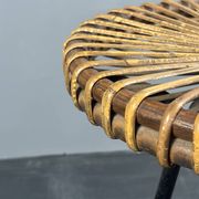 Tabourets de bar en rotin et bambou néerlandais des années 1950 par Rohé Noordwolde.