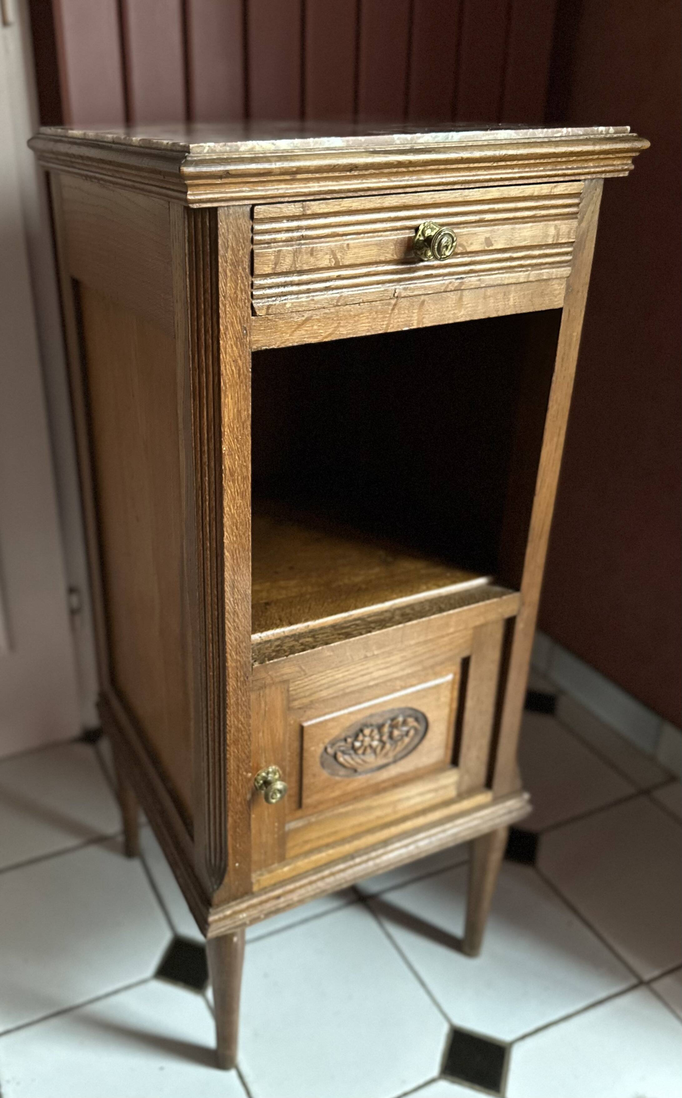Small Art Deco bedside table with marble top