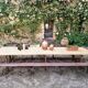 French antique garden dining table – XXL wine table with benches