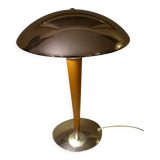 Mushroom design lamp chrome / Beech wood - Netherlands - 1980