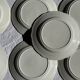 Lot de 19 grandes assiettes plates vintage jaunes fleurs roses liseré doré