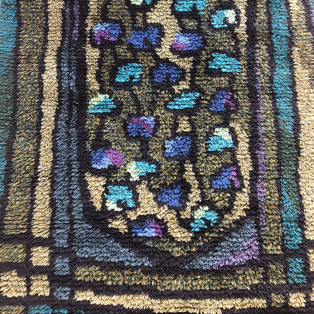 Original Abstract Scandinavian High Pile Abstract Rya Rug Carpet, Sweden, 1960s 115x195cm