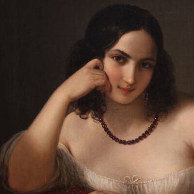 Portrait d'une dame signé N. Schiavoni et daté de 1842