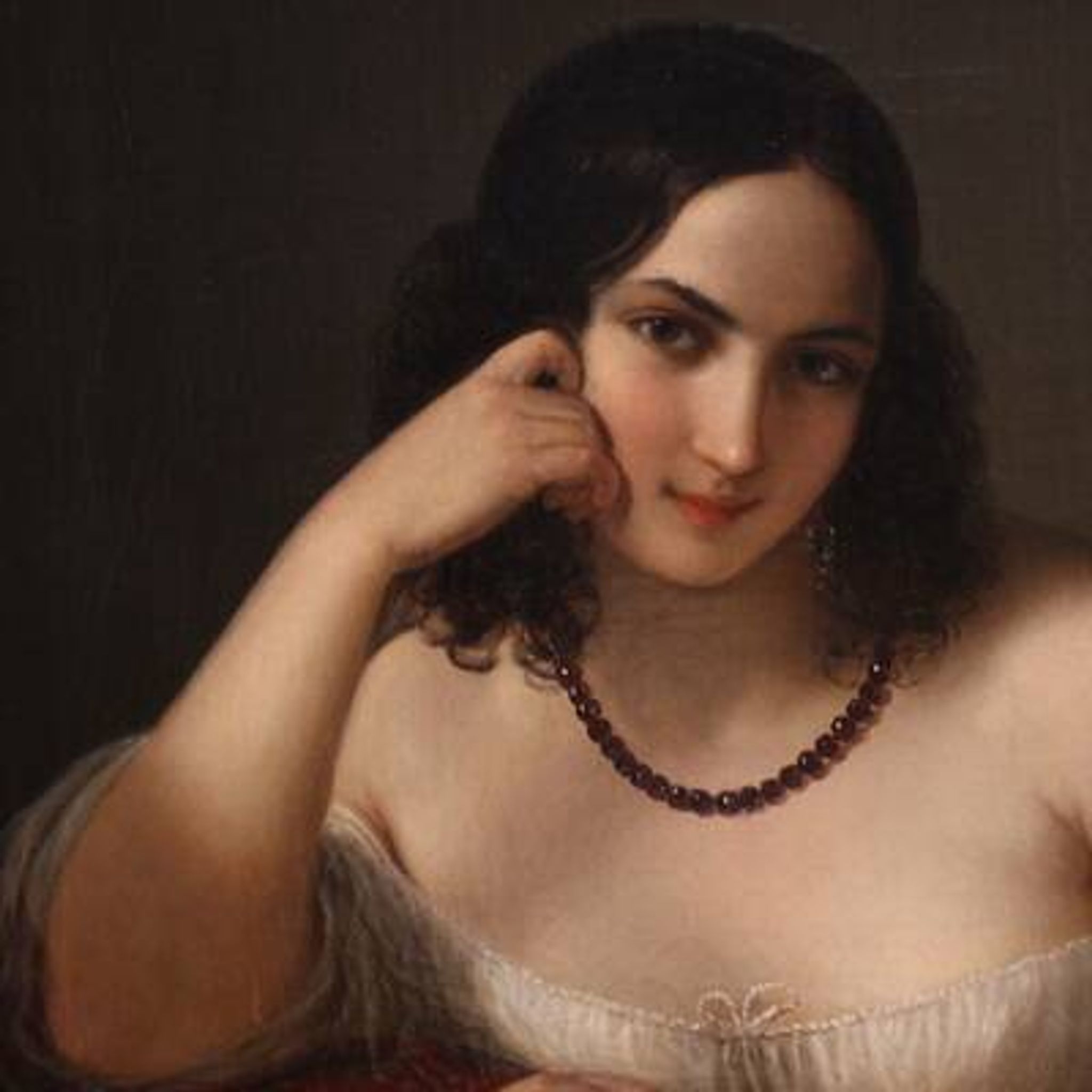 Portrait d'une dame signé N. Schiavoni et daté de 1842