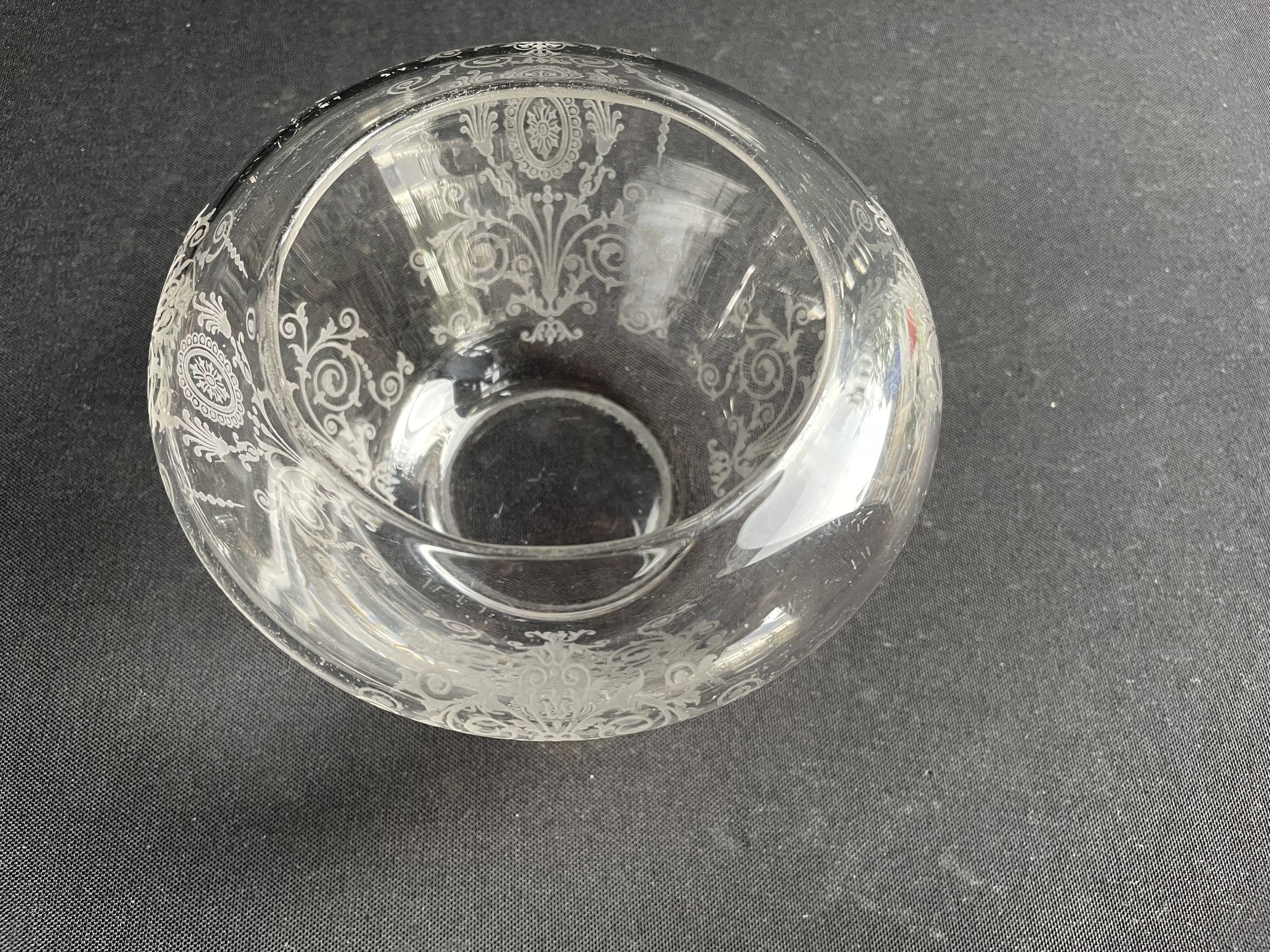 Acid etched crystal vase