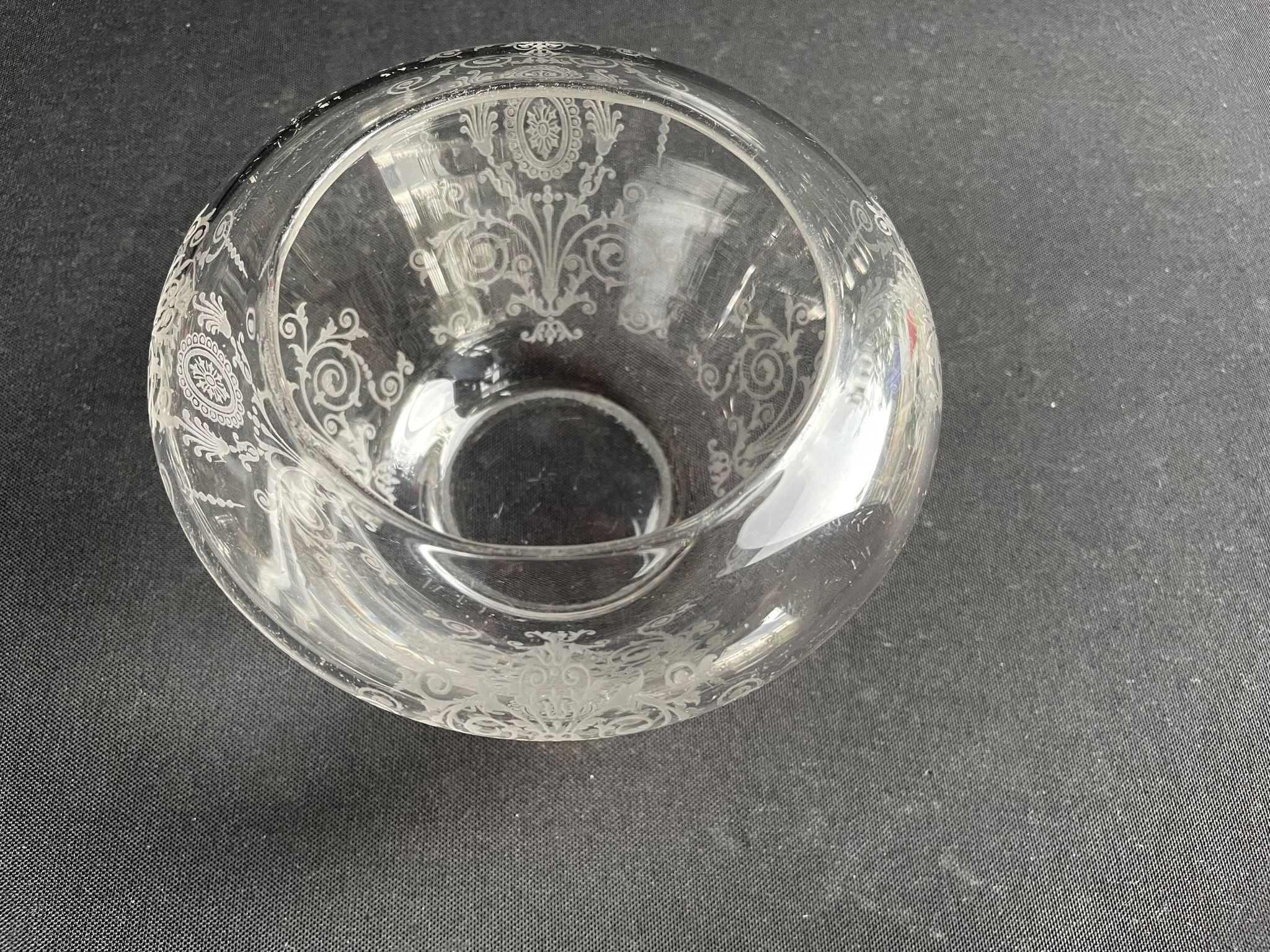 Acid etched crystal vase
