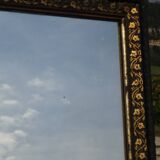 Mirror with black and gold frame, embossed vine leaves
