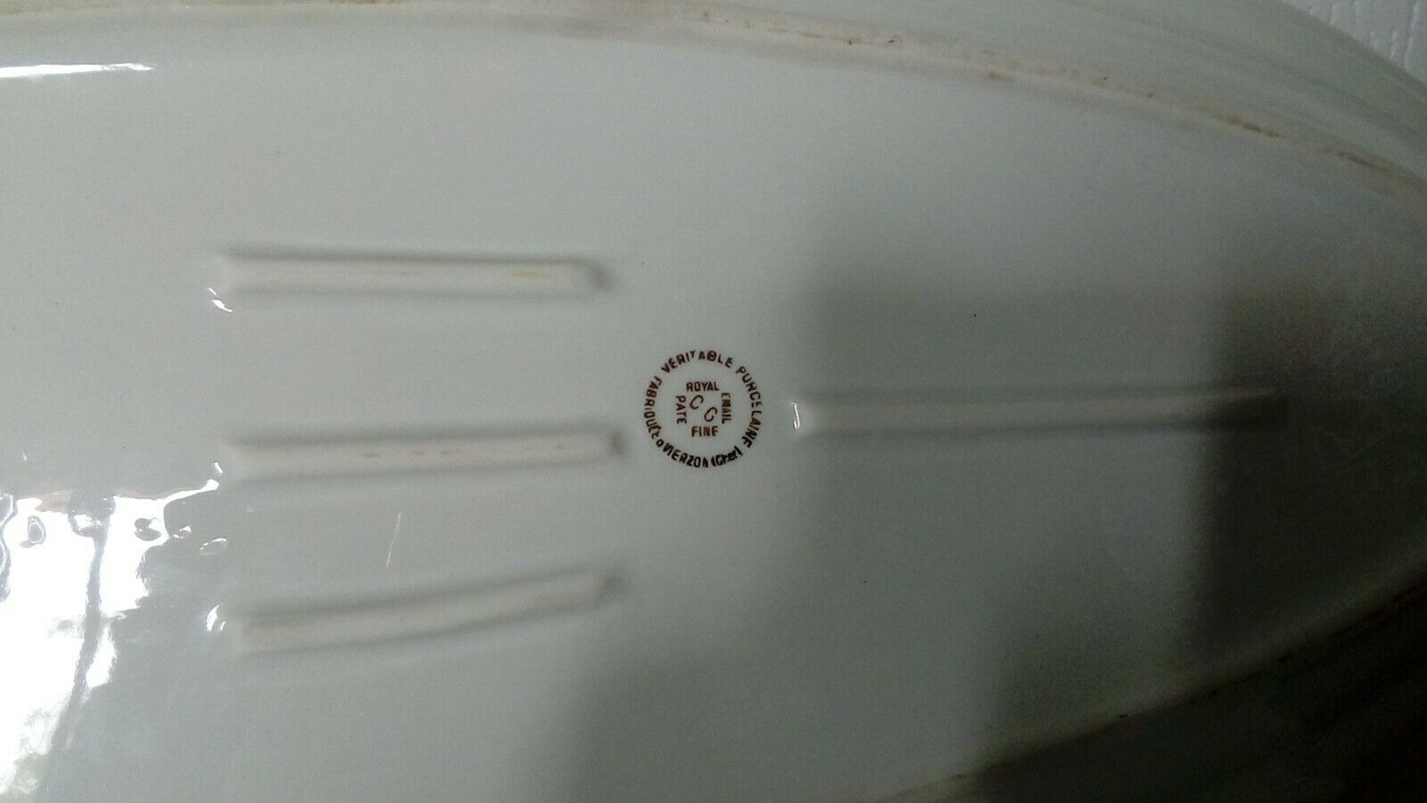 Fish dish in vierzon sturgeon porcelain