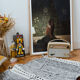 Berber carpet Zanafi - 100% black and white wool - 115 cm x 60 cm