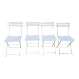 Set of 4 vintage folding chairs in metal and wood