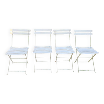 Lot de 4 chaises pliantes vintage en métal et bois