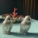 Salière poivrière forme chouette (hibou) vintages métal argenté