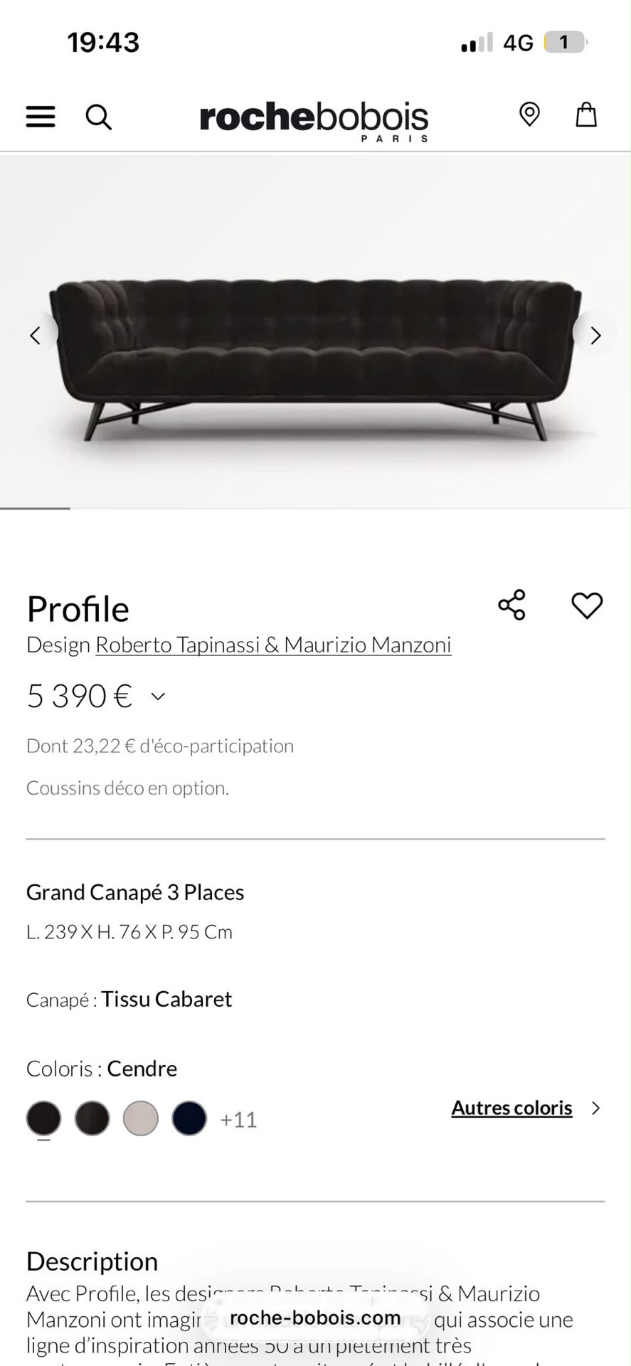 Roche Bobois Sofa Profile