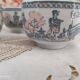 Set of 4 Japanese tea cups without handle pale blue and pink décor