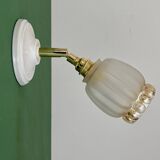 Vintage tulip wall light in frosted and amber glass