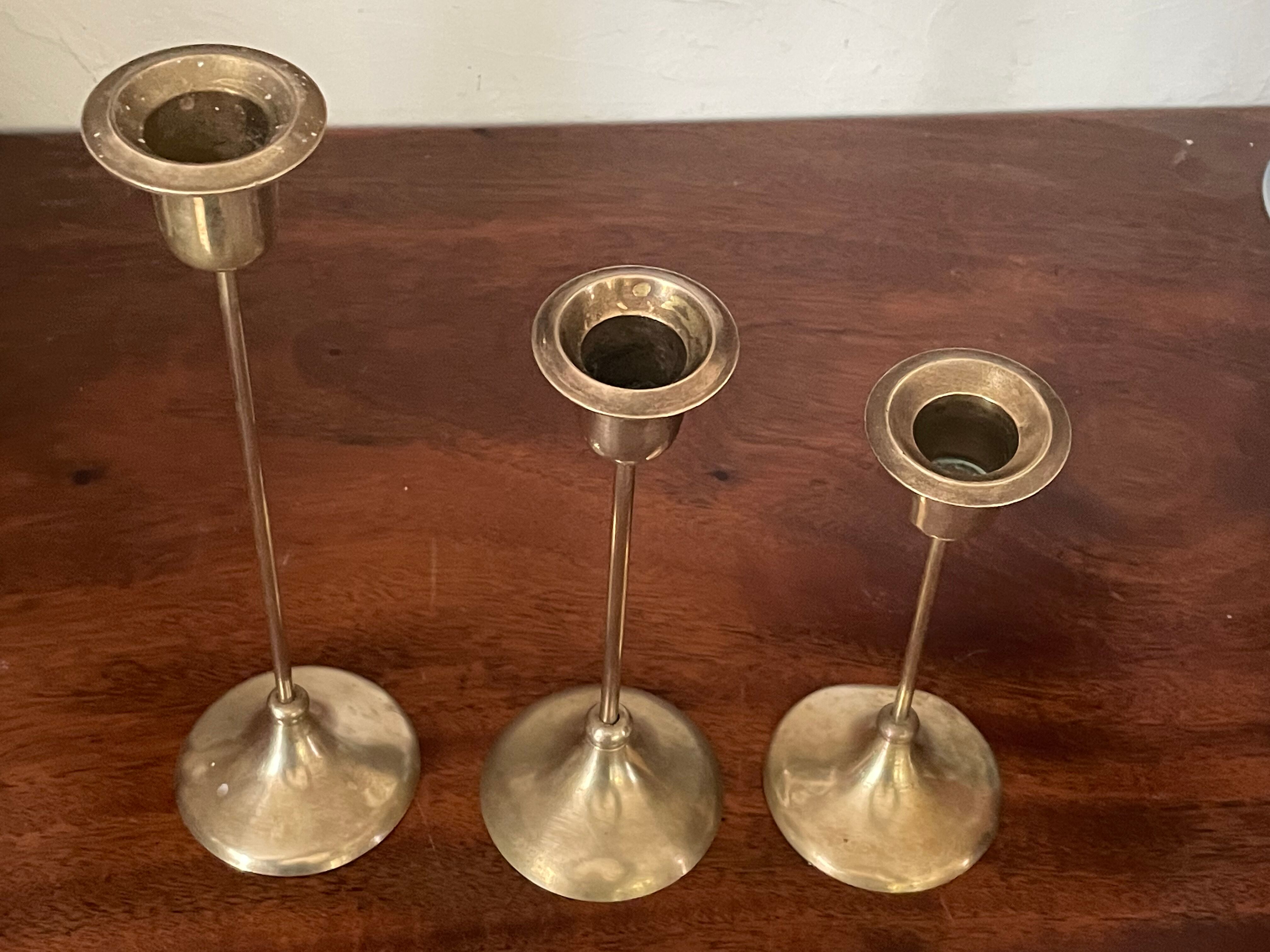 Scandinavian candlesticks in vintage brass