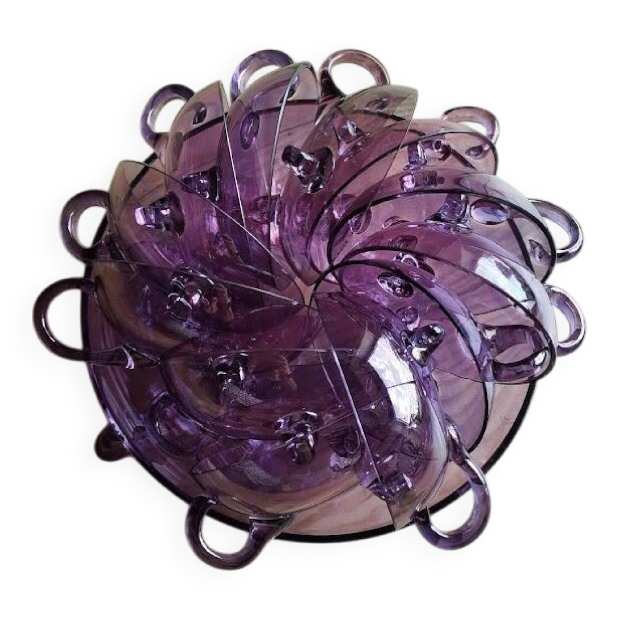Rare amethyst blown glass cream service tripod - 13 pieces - Condition