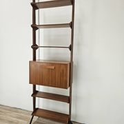 1960s teak floor/sky bookcase with shelves and compartment
