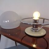 Italian Glass & Chromed Steel Table Lamp, 1960s