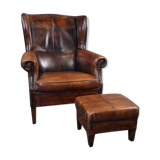 Sheep leather armchair + ottoman