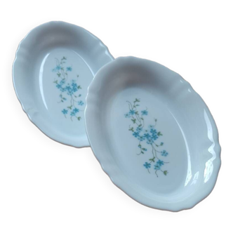 Set of 2 arcopal forget-me-not Véronica bowls