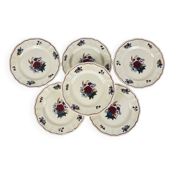 Set of 6 dessert plates "Agreste" Sarreguemines, 20th century.