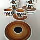 6 cups and cake plates Kimono Boch La Louvière