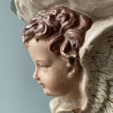Nineteenth century plaster wall console, cherub decoration