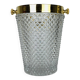 Hollywood regency cut crystal and gold metal champagne bucket