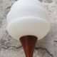 Scandinavian hanging lamp, teak and opaline 60