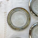 4 vintage glass coasters in glass and silver metal Leonard Silverplate style