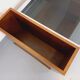 Rectangular vintage modernist coffee table with wooden niches, chrome.