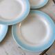 set of 5 pastel gradient sky blue dessert plates from the 40s and 50s